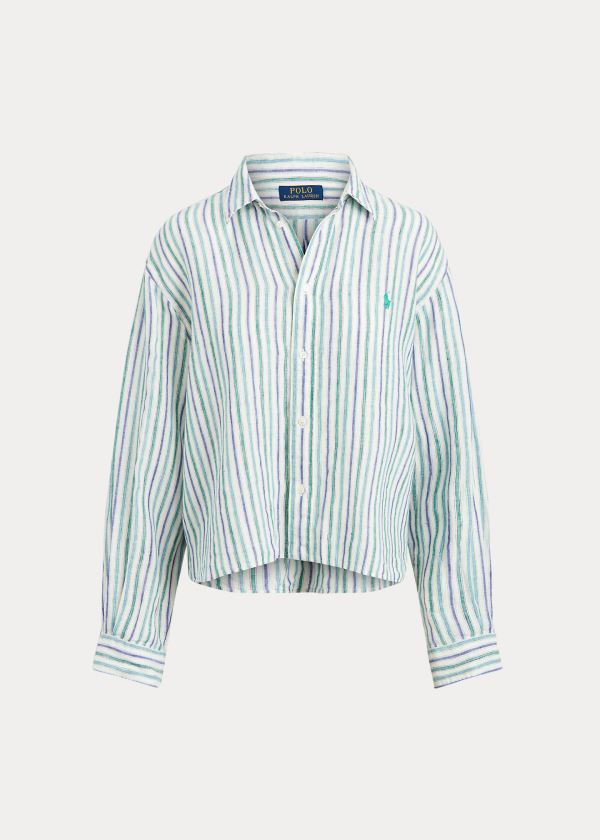 Polo Ralph Lauren Striped Linen Skjorter Dame Danmark (YBCRS5304)